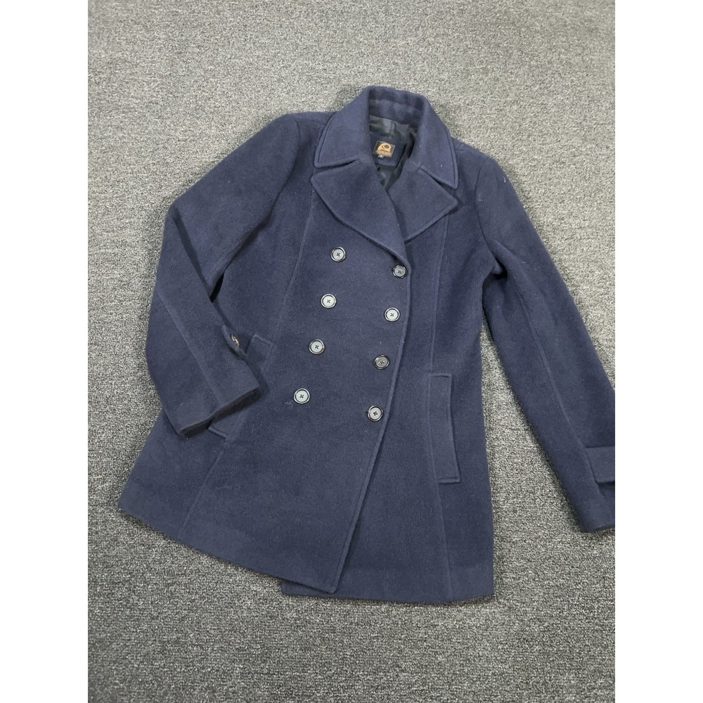 Overland Coat Women's Small Blue‎ Peruvian Baby Alpaca Wool Double Breasted